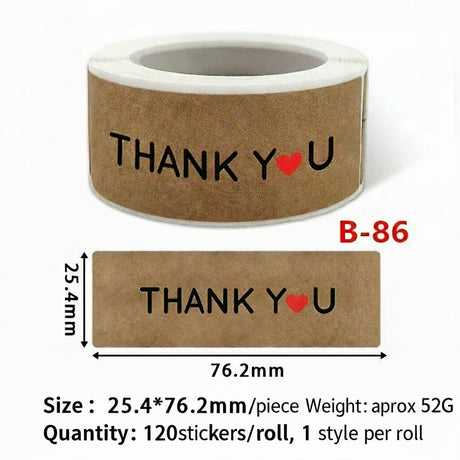 500pcs Kraft Paper Thank You Stickers – 2.5x7.5cm Rectangular Labels for Rustic Gifts