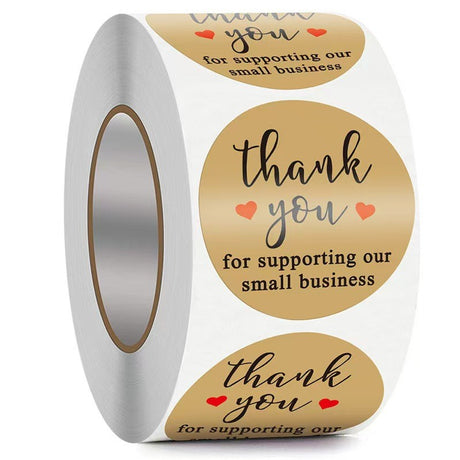 500Pcs Kraft Paper Thank You Sticker Roll 25mm Round Labels