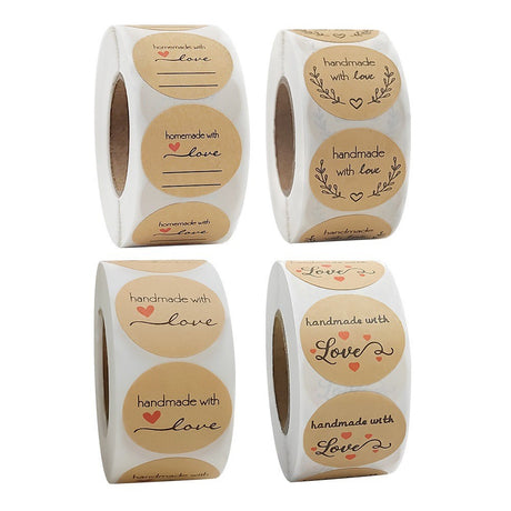 500Pcs Kraft Paper Thank You Sticker Roll 25mm Round Labels