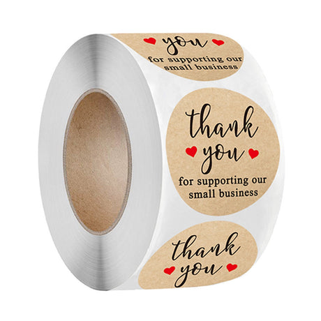 500pcs Thank You Stickers – 1 Inch Round Kraft Paper Labels for Rustic Packaging