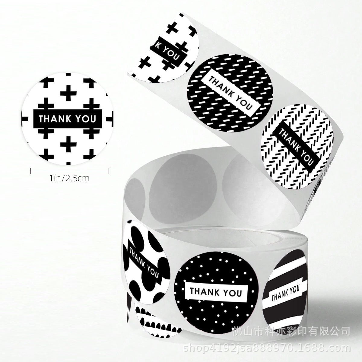 500pcs Minimalist Thank You Stickers – 1 Inch Round Labels for Modern Branding