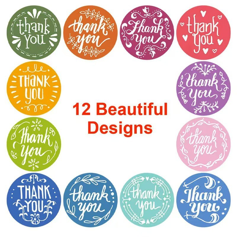 500pcs Mixed Floral Thank You Stickers – Self-Adhesive Gift Seal Labels for Gifts