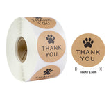 500pcs Paw Print Kraft Paper Thank You Stickers – 1 Inch Round for Pet Shops