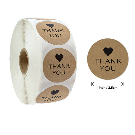 500pcs Paw Print Kraft Paper Thank You Stickers – 1 Inch Round for Pet Shops