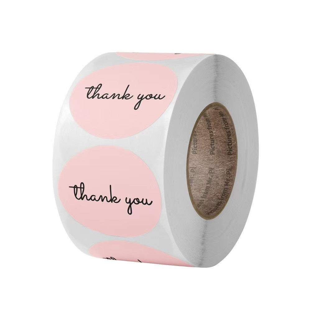 500pcs Pink Round Thank You Stickers – Self-Adhesive Gift Seal Labels for Gifts