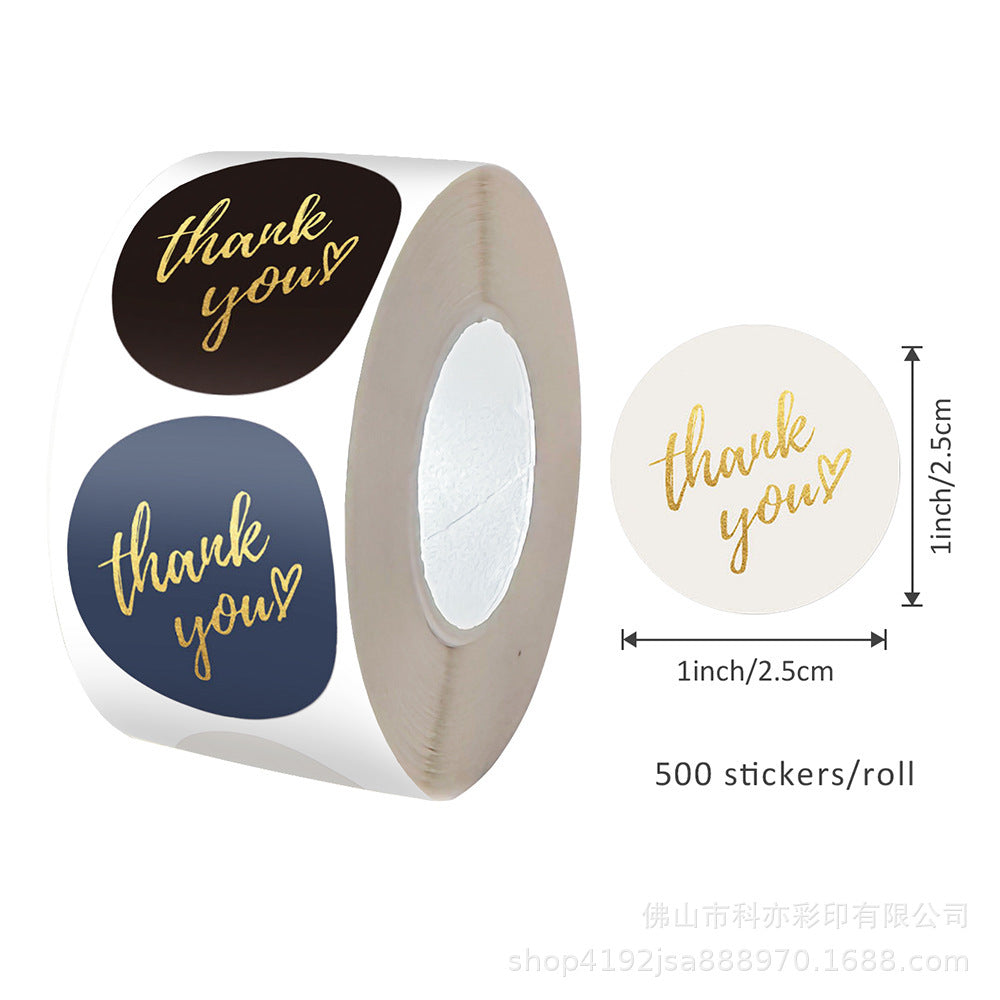 500pcs Pink Foil Thank You Stickers – Roll for Gift & Wedding Envelope Seals
