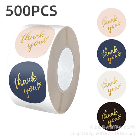 500pcs Pink Foil Thank You Stickers – Roll for Gift & Wedding Envelope Seals