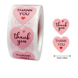 500pcs Pink Heart Shaped Thank You Stickers – Self-Adhesive Support My Business Labels