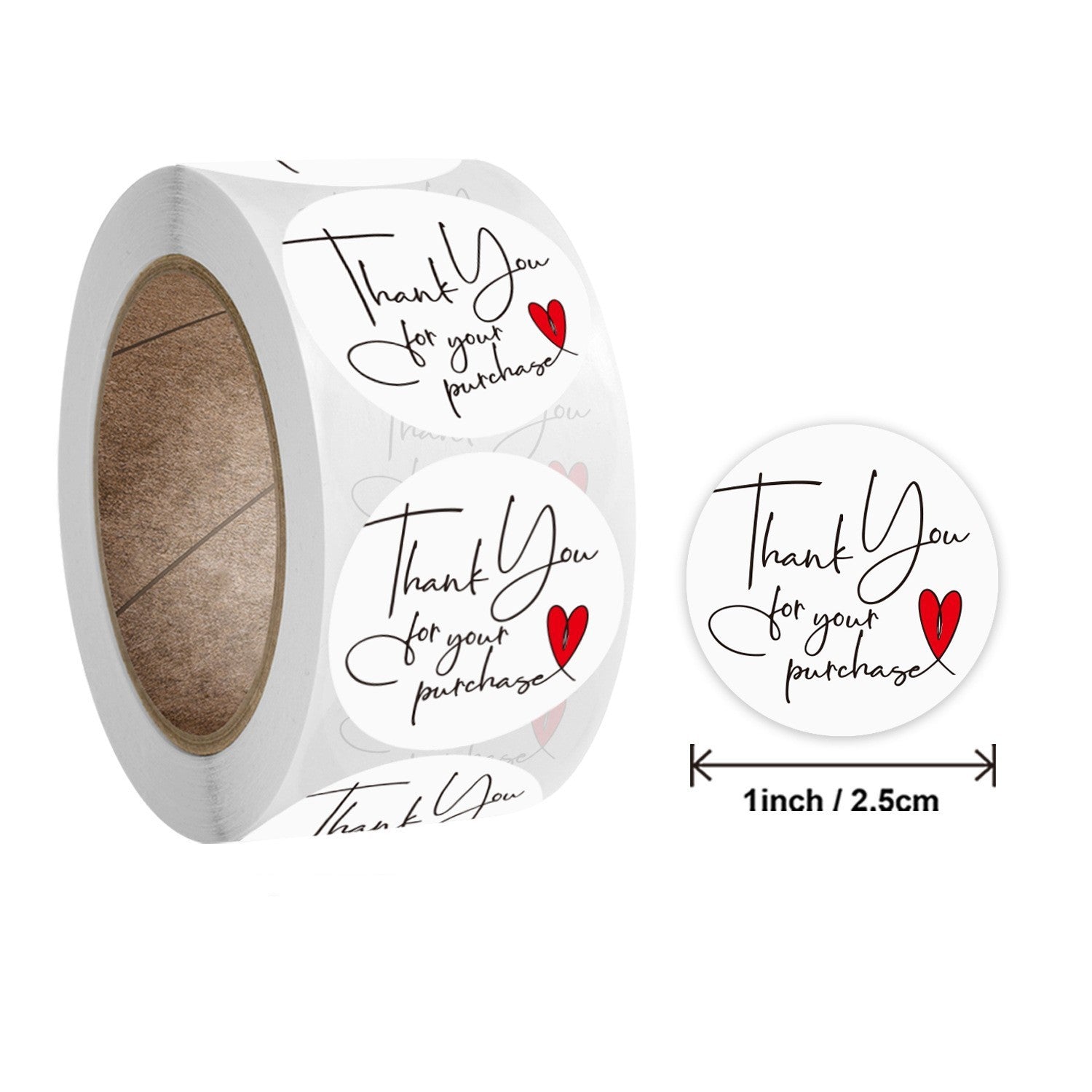 500Pcs Thank You For Your Purchase Sticker Roll - 1-Inch Round Labels
