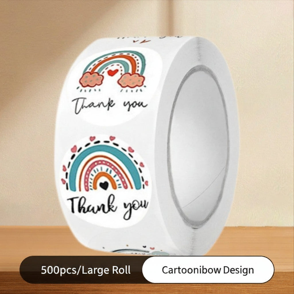 500pcs Rainbow Thank You Stickers – 1 Inch Round Labels for Colorful Gifts