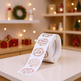 500pcs Merry Christmas Rose Gold Foil Stickers – 1 Inch Round Labels for Holiday Gifts