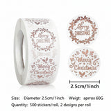 500pcs Merry Christmas Rose Gold Foil Stickers – 1 Inch Round Labels for Holiday Gifts