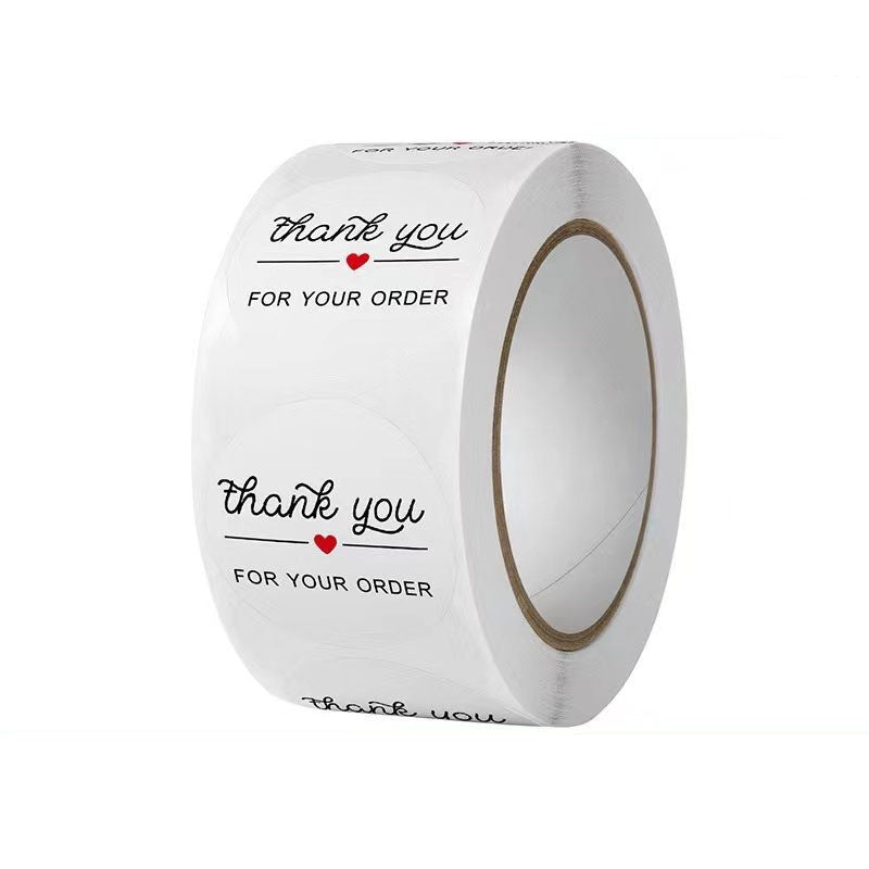500pcs Round Thank You Stickers – 1 Inch White Paper Labels for Gifts & Orders