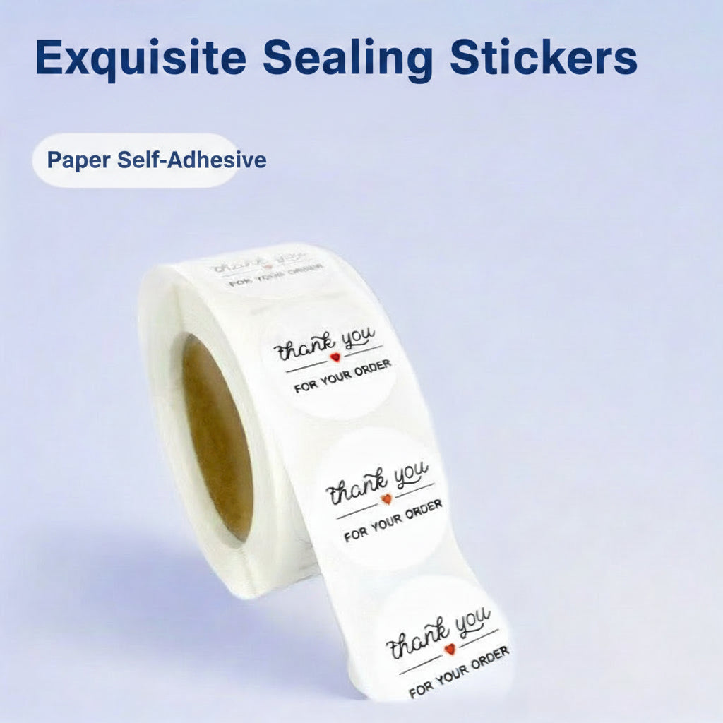 500pcs Round Thank You Stickers – 1 Inch White Paper Labels for Gifts & Orders