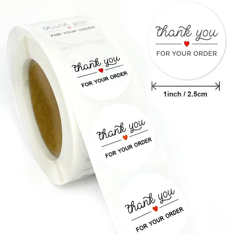 500pcs Round Thank You Stickers – 1 Inch White Paper Labels for Gifts & Orders