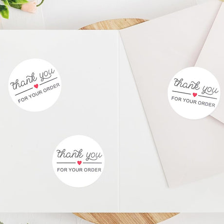 500pcs Round Thank You Stickers – 1 Inch White Paper Labels for Gifts & Orders