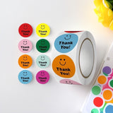 500Pcs Smiley Face Thank You Sticker Roll - 1-Inch Round Labels