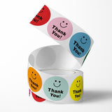 500Pcs Smiley Face Thank You Sticker Roll - 1-Inch Round Labels