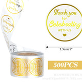 500pcs Gold Foil Transparent Thank You Stickers – 1 Inch Round Wedding Gift Seal Labels